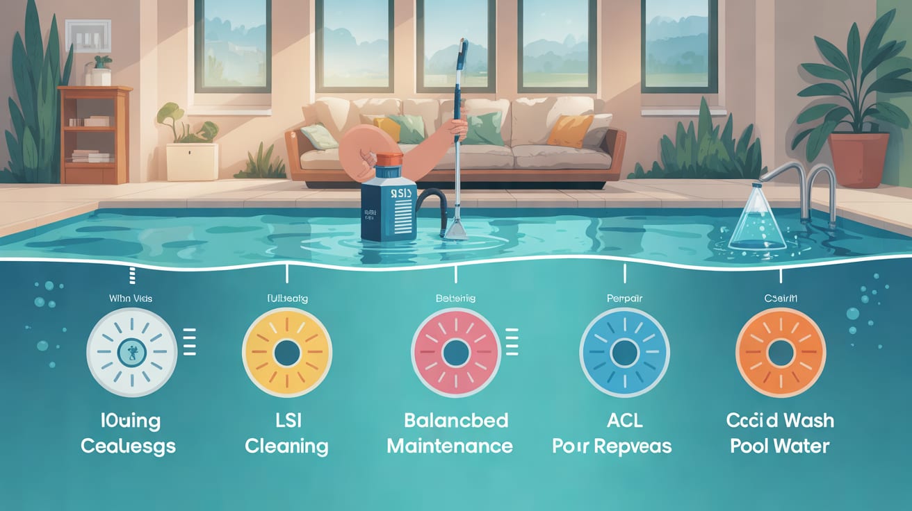 Illustration for What LSI readings mean balanced, scaling, or corrosive pool water?