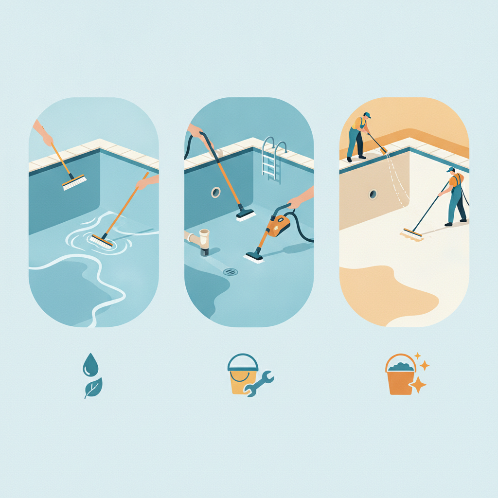 Illustration for Should I choose weekly service, a partial drain, or a full drain and clean? — Pool cleaning service